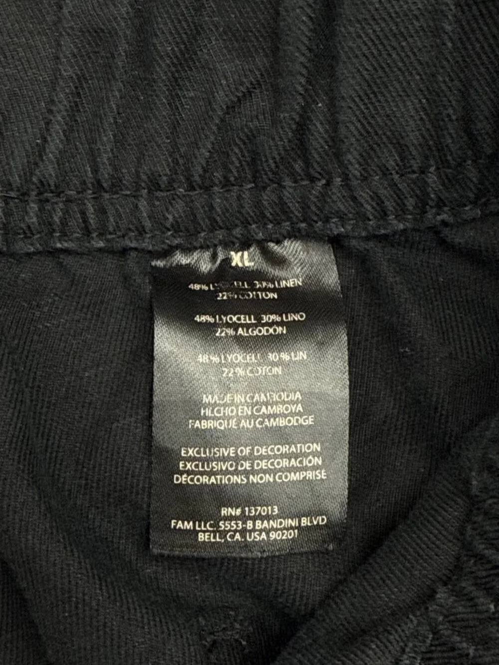 Banana Republic Black Relaxed Fit Linen Blend Drawstring Pants XL